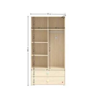 Παιδική ντουλάπα MN-1001 (1.01 x 2.02 x 53) cm