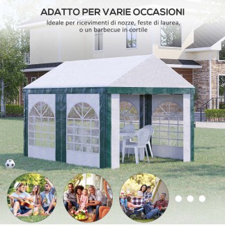 Σκηνή Outsunny Garden Party για έως 12 άτομα με διπλή είσοδο, μανταλάκια και σχοινιά, 400x295x285 cm