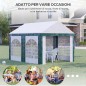 Σκηνή Outsunny Garden Party για έως 12 άτομα με διπλή είσοδο, μανταλάκια και σχοινιά, 400x295x285 cm 84C-371V00GN