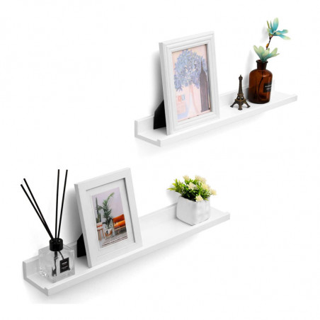 Σετ Επιτοίχια Ξύλινα Ράφια 60 x 10 x 5 cm 2 τμχ Songmics LWS60WT