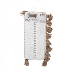 Βαμβακερό Χαλάκι Μπάνιου με Pompom 75 x 50 x 1 cm Χρώματος Taupe 5Five Simply Smart 174631A