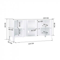 Μεταλλικό Έπιπλο Τηλεόρασης 120 x 40 x 58 cm Χρώματος Λευκό Bakaji 6935653168446