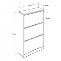 Ξύλινη Παπουτσοθήκη με 3 Διαμερίσματα 73 x 119 x 26 cm Χρώματος Κόκκινο Bakaji 8697001023385