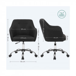 Καρέκλα Γραφείου 65 x 69 x 83-93 cm Χρώματος Μαύρο Songmics OBG019B01