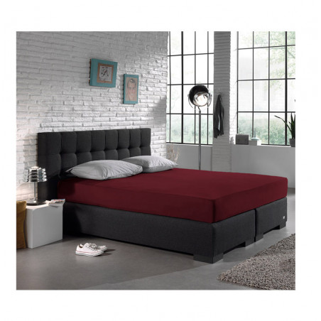King Size Σεντόνι Jersey με Λάστιχο 190 x 200 x 30 cm Χρώματος Μπορντό Dreamhouse 8717703801453