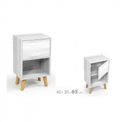 Ξύλινο Κομοδίνο με 1 Ράφι και 1 Ντουλάπι 40 x 30 x 65 cm Bakaji 02835224