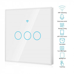 Χωνευτός Διακόπτης Τοίχου Wi-Fi Smart Switch για Έλεγχο Φωτισμού με Τρία Πλήκτρα Αφής Rovo FN3C