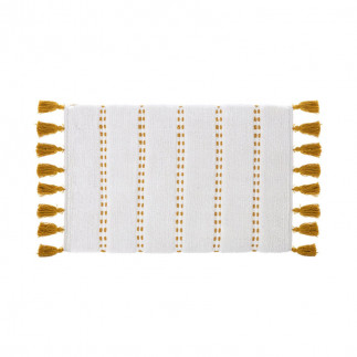 Βαμβακερό Χαλάκι Μπάνιου με Pompom 75 x 50 x 1 cm Χρώματος Μουσταρδί 5Five Simply Smart 174631C