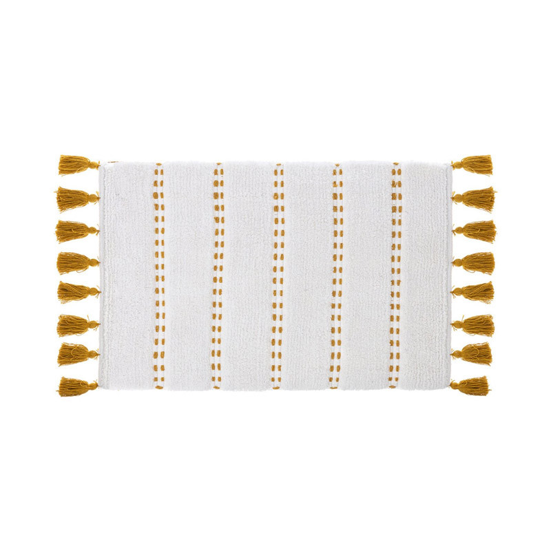 Βαμβακερό Χαλάκι Μπάνιου με Pompom 75 x 50 x 1 cm Χρώματος Μουσταρδί 5Five Simply Smart 174631C