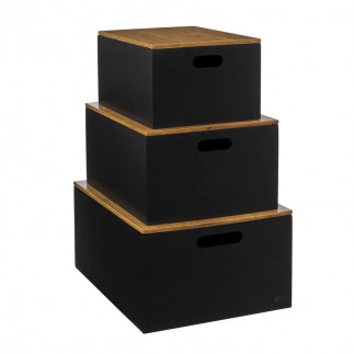 Σετ Ξύλινα Κουτιά Αποθήκευσης 25 x 34 x 16 cm 3 τμχ 5Five Simply Smart 181365