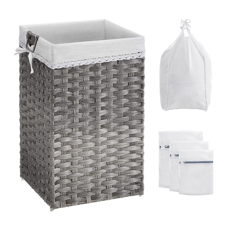 Πτυσσόμενο Καλάθι Απλύτων από Ρατάν 70 Lt 36 x 33 x 60 cm Χρώματος Γκρι Songmics LCB370G01 Πτυσσόμενο Καλάθι Απλύτων από Ρατάν 70 Lt 36 x 33 x 60 cm Χρώματος Γκρι Songmics LCB370G01