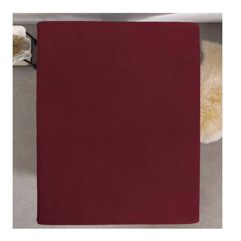King Size Σεντόνι Jersey με Λάστιχο 190 x 200 x 30 cm Χρώματος Μπορντό Dreamhouse 8717703801453
