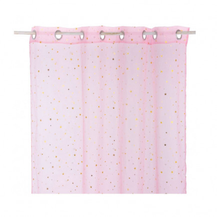 Παιδική Κουρτίνα με Τρουκς 140 x 250 cm Pink Gold Stars Atmosphera 127188-Pink