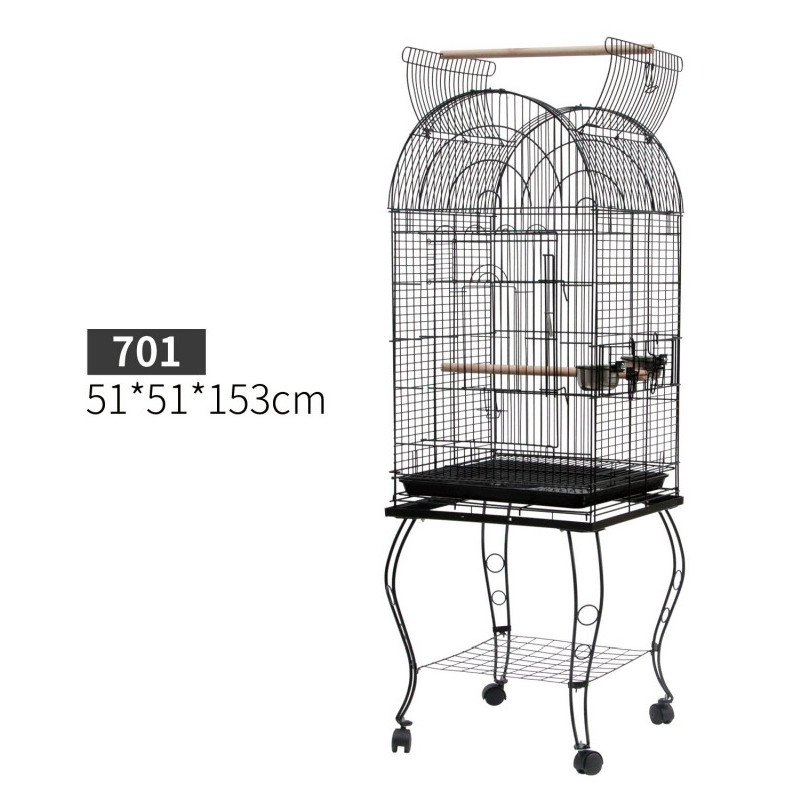 PawHut Bird and Canary Cage, Aviary με Μαύρες Μεταλλικές ρόδες 51x51x153cm