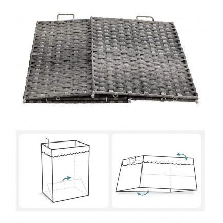 Πτυσσόμενο Καλάθι Απλύτων από Ρατάν 90 Lt 46 x 33 x 60 cm Χρώματος Γκρι Songmics LCB390G01