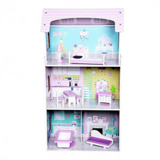 Ξύλινο Παιδικό Κουκλόσπιτο 3 Ορόφων 53.5 x 27 x 95 cm Anna Ecotoys 4121