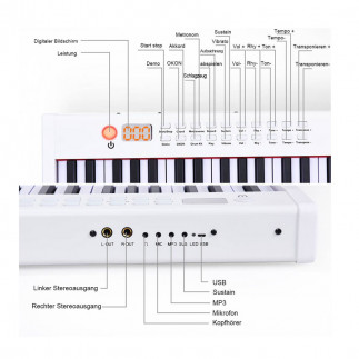 Ψηφιακό Αρμόνιο 88 Πλήκτρων με Πεντάλ Απόσβεσης 127 x 21.5 x 6.5 cm Costway MU10099DE-WH