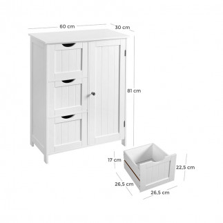 Ντουλάπι Μπάνιου με 3 Συρτάρια 60 x 30 x 81 cm VASAGLE BBC49WT