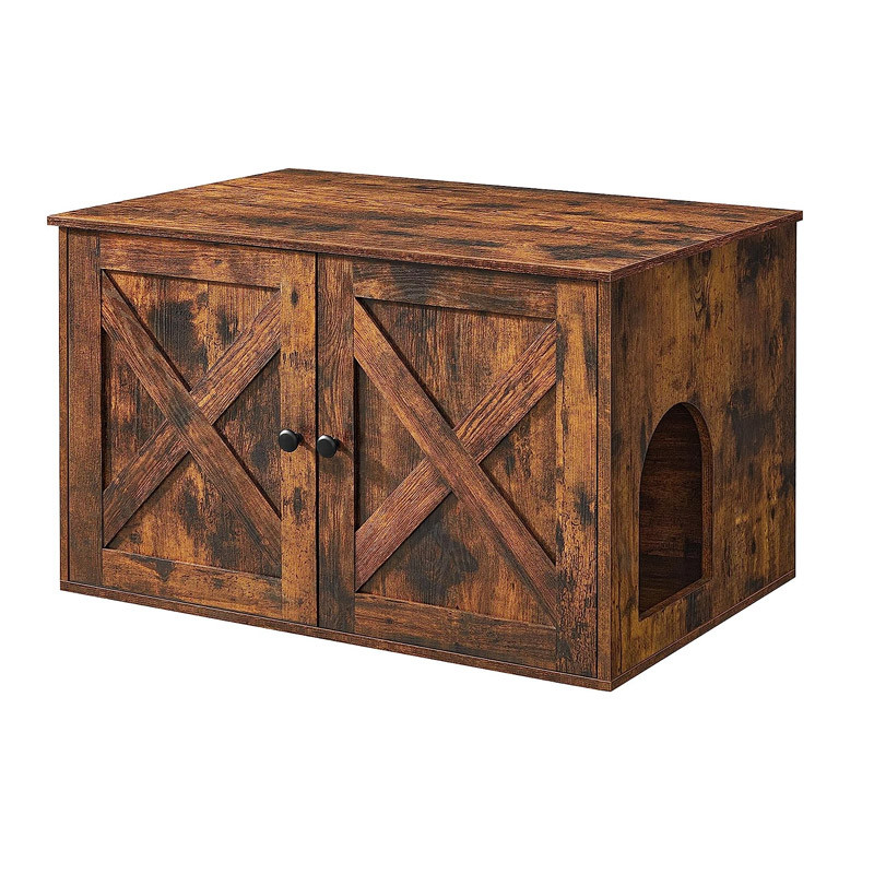 Ξύλινο Έπιπλο για Τουαλέτα Γάτας 80 x 53 x 49.2 cm Χρώματος Σκούρο Καφέ PCL002X01 Feandrea