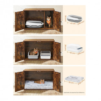 Ξύλινο Έπιπλο για Τουαλέτα Γάτας 80 x 53 x 49.2 cm Χρώματος Σκούρο Καφέ Feandrea PCL002X01