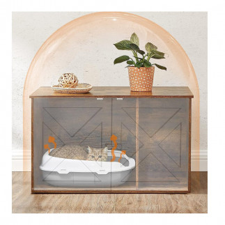Ξύλινο Έπιπλο για Τουαλέτα Γάτας 80 x 53 x 49.2 cm Χρώματος Σκούρο Καφέ Feandrea PCL002X01