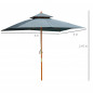 Ομπρέλα Outsunny Garden 3x3m με 8 μπαστούνια μπαμπού και κάλυμμα αντηλιακού 2 επιπέδων, γκρι 840-026CG