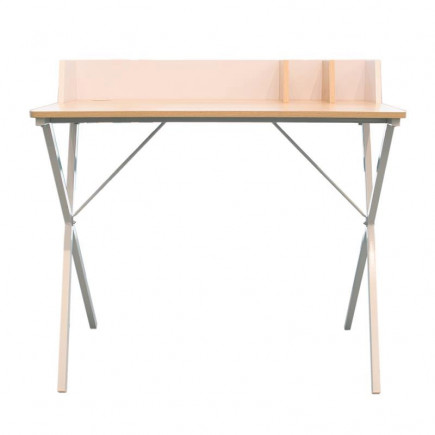 Μεταλλικό Γραφείο με Ξύλινη Επιφάνεια 90 x 50 x 84 cm Χρώματος Λευκό Home Deco Factory HD6423