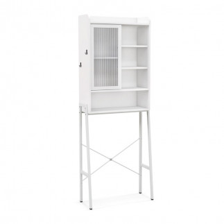 Μεταλλική/Ξύλινη Εταζέρα Μπάνιου 63 x 29 x 170 cm Costway BA7856WH