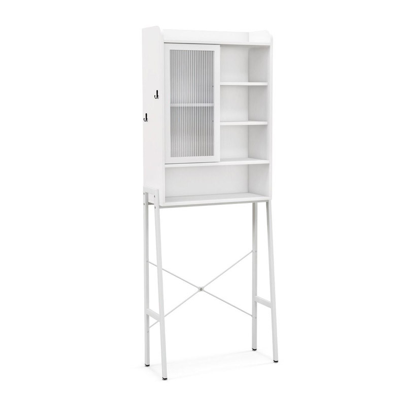 Μεταλλική/Ξύλινη Εταζέρα Μπάνιου 63 x 29 x 170 cm Costway BA7856WH