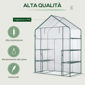 Outsunny Garden Greenhouse σε Αδιάβροχο και Anti UV PE με εξαρτήματα τοποθέτησης, 142x73x195cm - Πράσινο