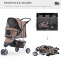 PawHut Dog Stroller Pet Cart, Coffee, 75 x 45 x 97cm