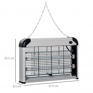 Outsunny Outsunny Outdoor and Indoor Insect Killer με Λάμπα LED Κουνουπιών για 60m², Electric Kunuto Killer 20W Silver