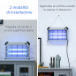 Outsunny Outsunny Outdoor and Indoor Insect Killer με Λάμπα LED Κουνουπιών για 60m², Electric Kunuto Killer 20W Silver