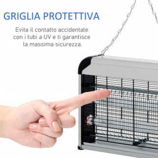 Outsunny Outsunny Outdoor and Indoor Insect Killer με Λάμπα LED Κουνουπιών για 60m², Electric Kunuto Killer 20W Silver