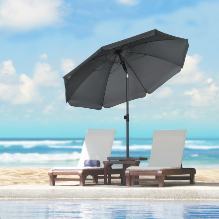 Outsunny Beach Parasol από πολυεστέρα και ατσάλι με ανακλινόμενο κουβούκλιο 45°, Ø180x209 cm, Γκρι 84D-221V00CG