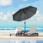 Outsunny Beach Parasol από πολυεστέρα και ατσάλι με ανακλινόμενο κουβούκλιο 45°, Ø180x209 cm, Γκρι 84D-221V00CG
