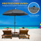 Outsunny Beach Parasol από πολυεστέρα και ατσάλι με ανακλινόμενο κουβούκλιο 45°, Ø180x209 cm, Γκρι 84D-221V00CG