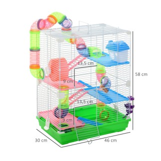 Κλουβί για Χάμστερ με 5 Επίπεδα και Αξεσουάρ 30 x 46 x 58 cm PawHut D51-214