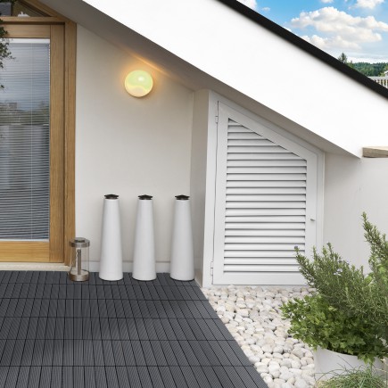 Outsunny Garden Tiles Interlocking Σετ 11 πλακάκια πλακοστρώσεων κήπου εξωτερικού χώρου, γκρι, 30x30x2,2cm 844-214GY