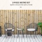 Outsunny Rattan Garden Lounge με 2 πολυθρόνες με μαξιλάρια και γυάλινο τραπεζάκι σαλονιού, γκρι