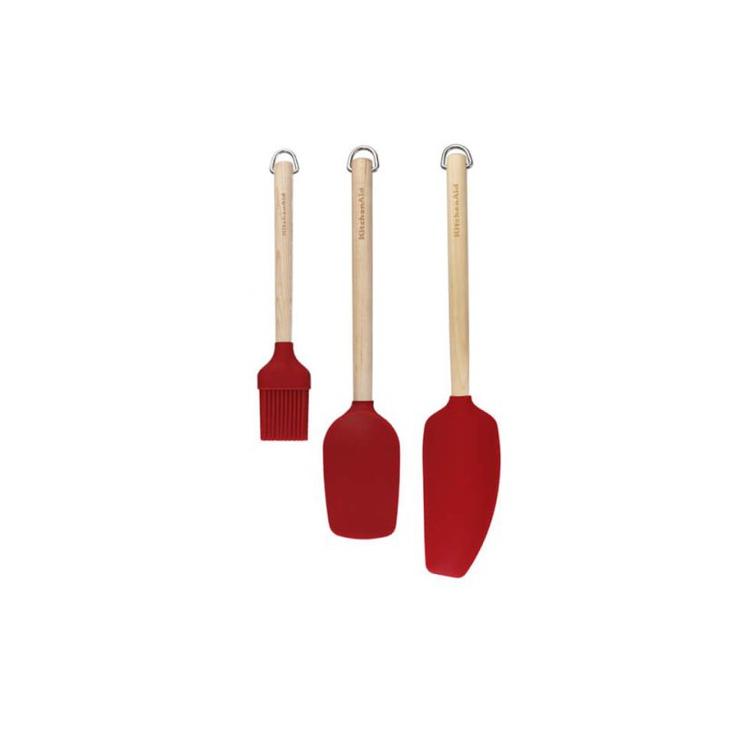 KitchenAid Birchwood Baking Utensils, Set of Three, Empire Red, Carded