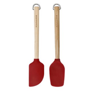 KitchenAid Birchwood Mini Spatulas, Set of Two, Empire Red, Carded