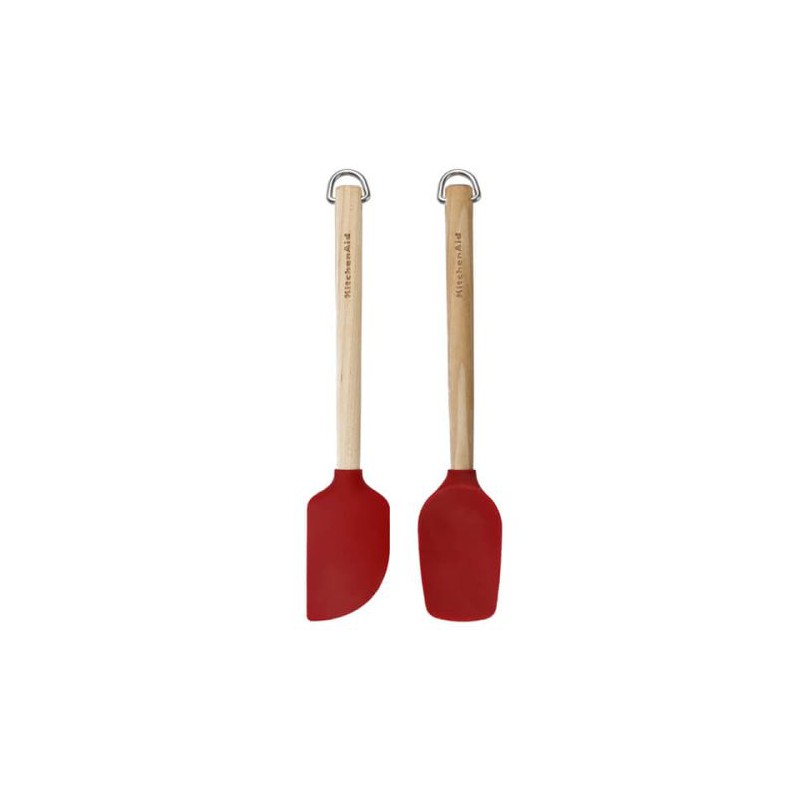 KitchenAid Birchwood Mini Spatulas, Set of Two, Empire Red, Carded