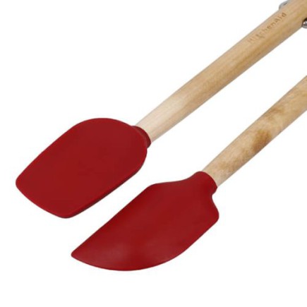 KitchenAid Birchwood Mini Spatulas, Set of Two, Empire Red, Carded