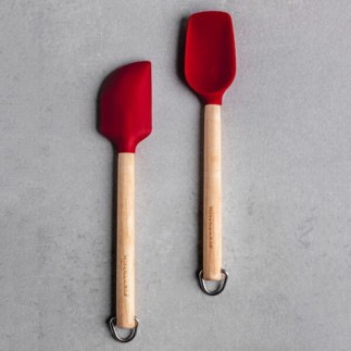 KitchenAid Birchwood Mini Spatulas, Set of Two, Empire Red, Carded