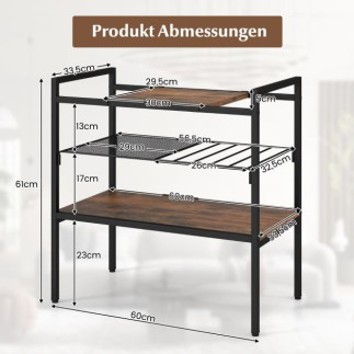 Τραπέζι Κονσόλας  με Ράφια 60 x 33,5 x 61 cm Ρουστίκ Χρώματος Καφέ COSTWAY HV10460CF