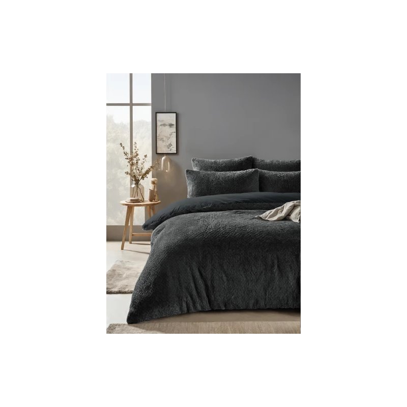 Παπλωματοθήκη Teddy Fur Χρώματος Ανθρακί 240x220cm SLEEPTIME 8720578100415