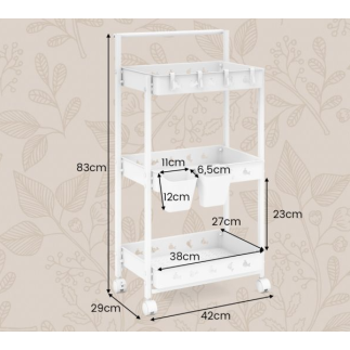 Τρόλεϊ Κουζίνας 3 Επιπέδων με Ρόδες 42 x 29 x 83 cm Λευκό JZ10202WH Costway