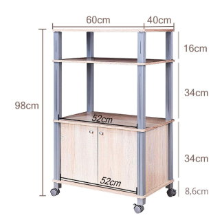 Τρόλεϊ Κουζίνας με Ράφια και Ρόδες 60 x 40 x 98 εκ. HW60180OA Costway