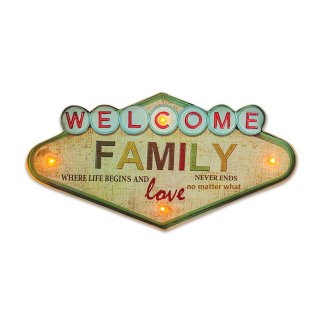 Διακοσμητική Μεταλλική Πινακίδα WELCOME με LED 49x25,5cm HOUSE OF VINTAGE 33826